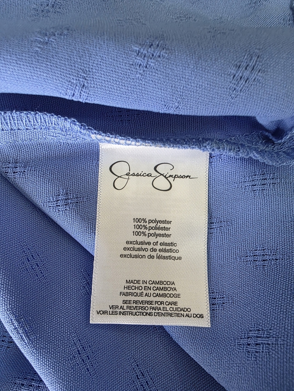 Women's Jessica Simpson Textured Blouse with Blouson Sleeves Blue Size L NWT - Picture 9 of 10